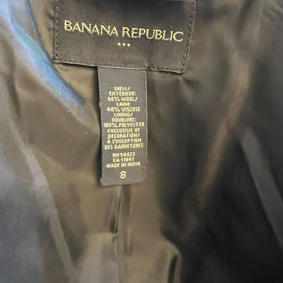 Banana Republic classic wool tweed blazer w suede elbow patches. Women’s size 8 - Picture 3 of 12